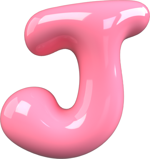 Pink 3D Bubble Gum Uppercase Letter J